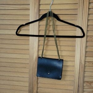Madewell Black Genuine Leather Gold Adjustable Chain Shoulder Crossbody Bag